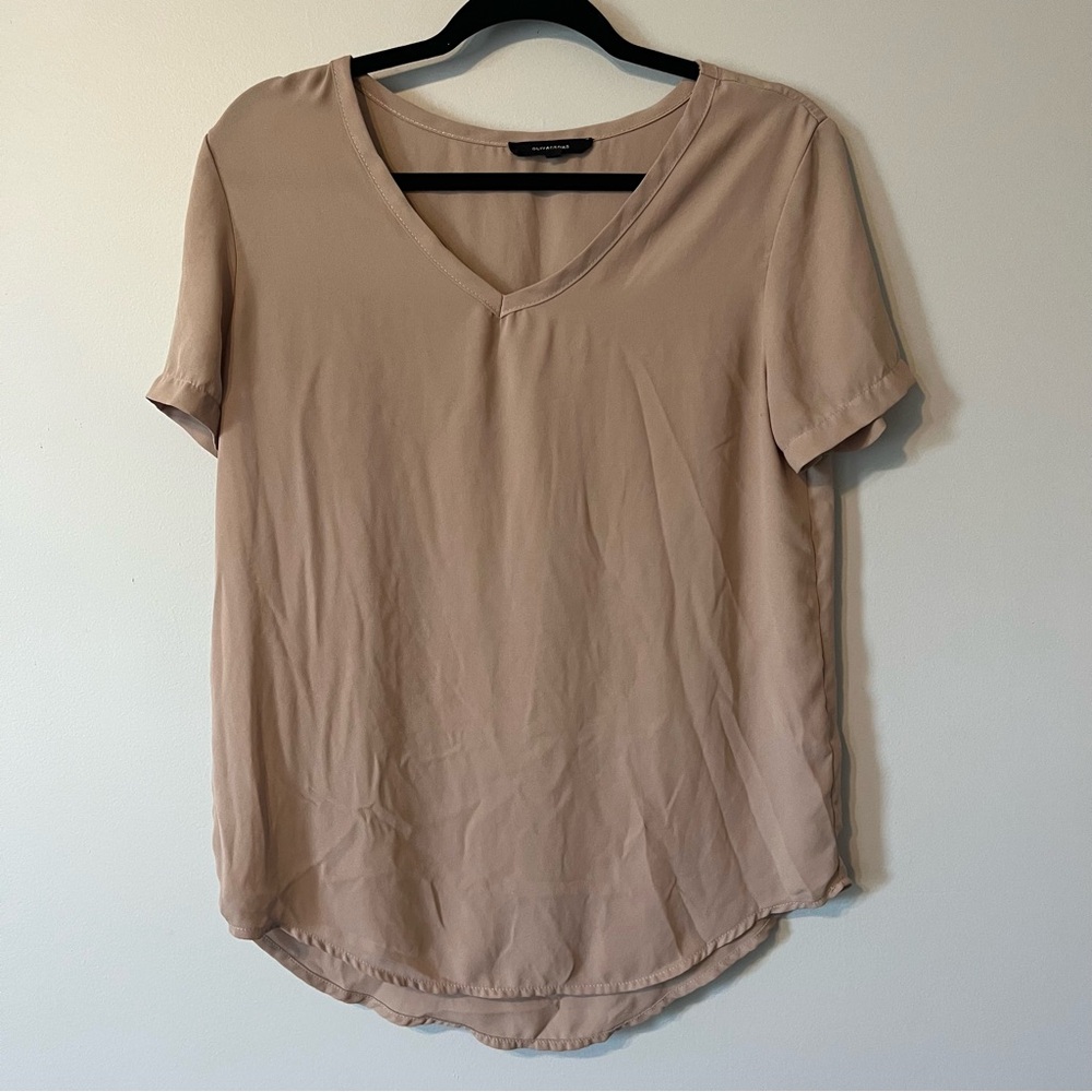 Olivaceous Tan Short Sleeve Relaxed Blouse